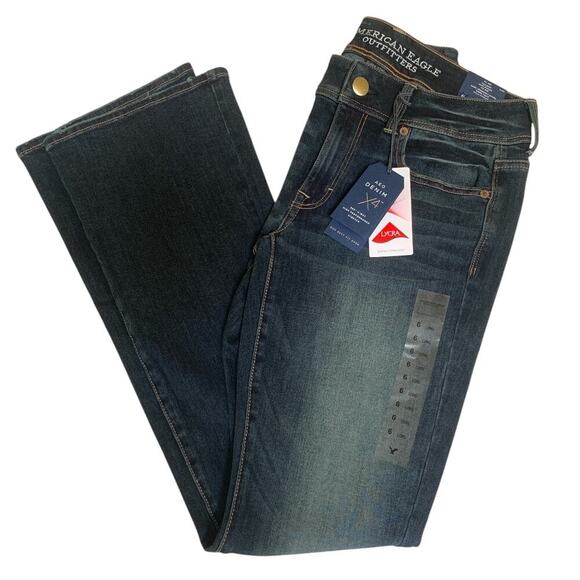 American Eagle Outfitters X4 Kick Boot Super Stretch Denim Midrise-Size 6 Tall - Picture 3 of 11